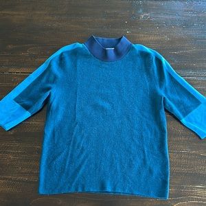 Tory Burch blue cashmere color block sweater size M medium